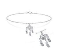 Dream Cather with Tiny Rhinestone Silver Anklet ANK-190